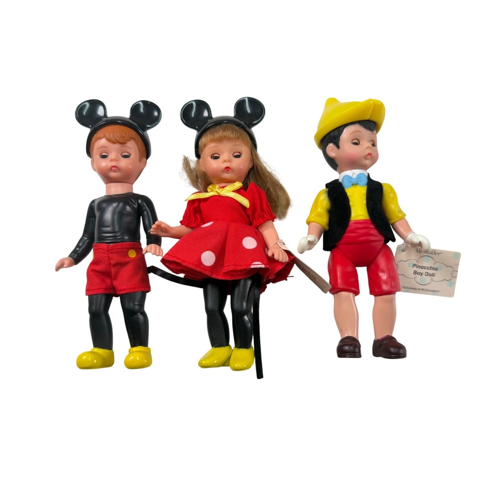 2004 Madame Alexander McDonalds Disney Dolls Mickey Minnie Pinocchio Lot Of 3